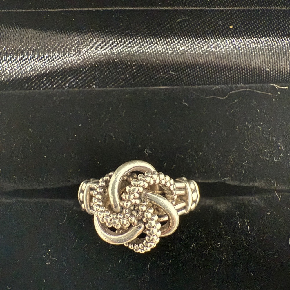 LAGOS Silver Beaded Love Knot Ring
